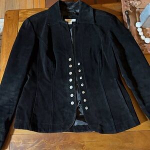 Dress Barn Black Leather Jacket with Silver Accents